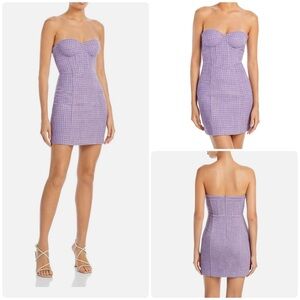 Aqua Tweed Lavender Bustier Strapless Mini Dress Medium